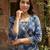 Anouk blue pure cotton anarkali angrakha kurta set