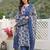 Anouk blue pure cotton straight regular kurta set