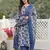 blue pure cotton straight regular kurta set