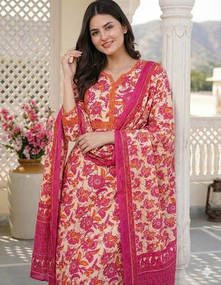 pink pure cotton straight regular kurta set 4
