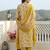 Anouk yellow pure cotton straight regular kurta set