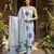 blue and white pure cotton straight strap kurta set