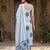 Anouk blue and white pure cotton straight strap kurta set