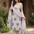 purple and white pure cotton straight strap kurta set