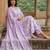 Anouk purple and white pure cotton anarkali angrakha kurta set
