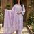 Anouk purple and white pure cotton straight regular kurta set