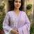 Anouk purple and white pure cotton straight regular kurta set