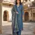 blue and pink printed pure cotton a-line kurta set with dupatta
