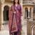 Anouk purple and pink printed pure cotton a-line kurta set with dupatta