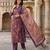 Anouk purple and pink printed pure cotton a-line kurta set with dupatta
