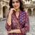 Anouk purple and pink printed pure cotton a-line kurta set with dupatta
