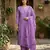 lavender printed pure cotton straight kurta set with dupatta