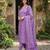 Anouk lavender printed pure cotton straight kurta set with dupatta