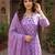 Anouk lavender printed pure cotton straight kurta set with dupatta