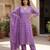 Anouk lavender printed pure cotton straight kurta set with dupatta