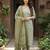 Anouk olive printed pure cotton straight kurta set with dupatta