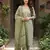 olive printed pure cotton straight kurta set with dupatta