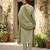Anouk olive printed pure cotton straight kurta set with dupatta