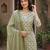 Anouk olive printed pure cotton straight kurta set with dupatta