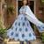 Anouk blue and white printed pure cotton anarkali kurta set with dupatta