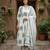 Anouk grey and white printed pure cotton anarkali kurta set with dupatta