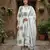 grey and white printed pure cotton anarkali kurta set with dupatta