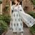 Anouk grey and white printed pure cotton anarkali kurta set with dupatta