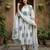 Anouk grey and white printed pure cotton anarkali kurta set with dupatta