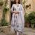 Anouk purple and white printed pure cotton anarkali kurta set with dupatta