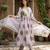 Anouk purple and white printed pure cotton anarkali kurta set with dupatta