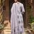 Anouk purple and white printed pure cotton anarkali kurta set with dupatta