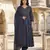 blue printed pure cotton floor-length anarkali kurta set with dupatta