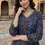 Anouk blue printed pure cotton floor-length anarkali kurta set with dupatta