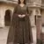 mehndi green printed pure cotton floor-length anarkali kurta set with dupatta