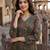 Anouk mehndi green printed pure cotton floor-length anarkali kurta set with dupatta