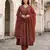maroon printed pure cotton floor-length anarkali kurta set with dupatta