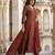 Anouk maroon printed pure cotton floor-length anarkali kurta set with dupatta