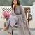 Anouk grey printed pure cotton straight kurta set with dupatta