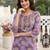 Anouk mauve printed pure cotton straight kurta set with dupatta