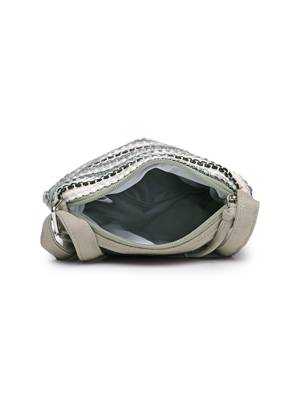 grey acrylic sling bag with striped pattern 7