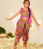 girls ethnic regular printed blouse & dhoti set