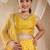 girls silk blend sleeveless v neck neck lehenga choli set with dupatta for girls (l-yellowmukaishwork)