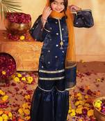girls ethnic motifs embroidered regular gotta patti kurta with sharara & with dupatta
