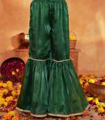 girls floral printed regular gotta patti kurta with sharara & dupatta