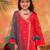 girls ethnic motifs embroidered angrakha thread work kurta & palazzos with dupatta