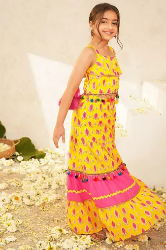 girls printed lehenga choli set