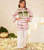 girls dyed regular pure cotton kurta with palazzos