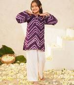 girls dyed regular pure cotton kurta with palazzos