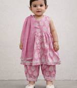baby girl printed kurta pajama with dupatta set (ing-pinkpaan)
