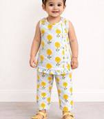 baby girl printed kurta pajama set (ing-bluestripes)